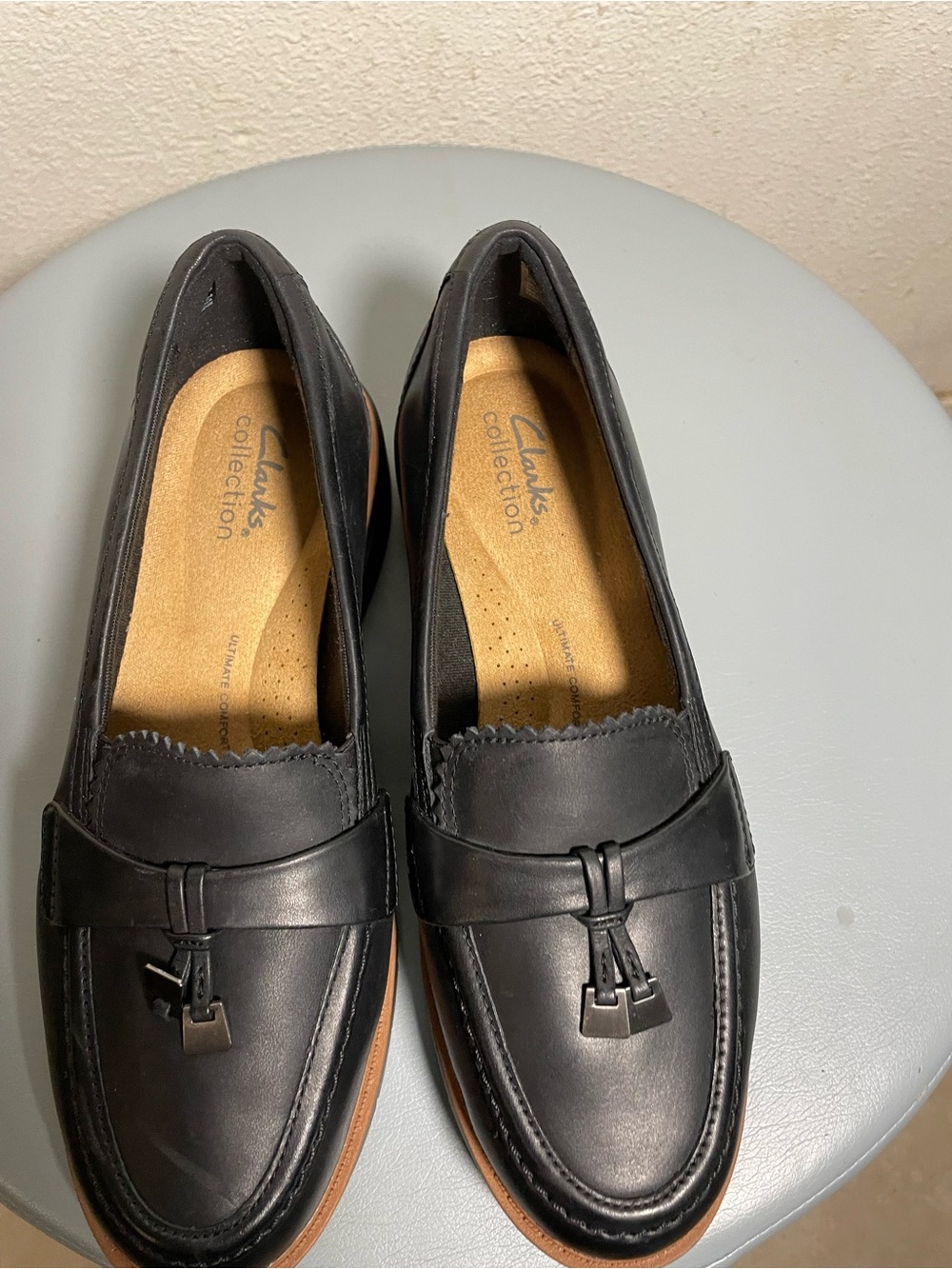 Clarks Black Leather Women's Tassel Loafers